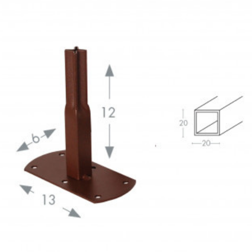 Fixation pour arche - Pack 4 pieds tube carré à visser - Fer vieilli