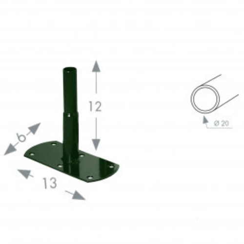 Fixation pour arche - Pack 4 pieds tube rond à visser - Vert sapin